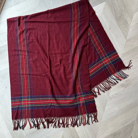 Shiraleah Chicago Tartan Plaid Edge Blanket Scarf Shawl Wrap Burgundy Blue Red - Picture 1 of 5